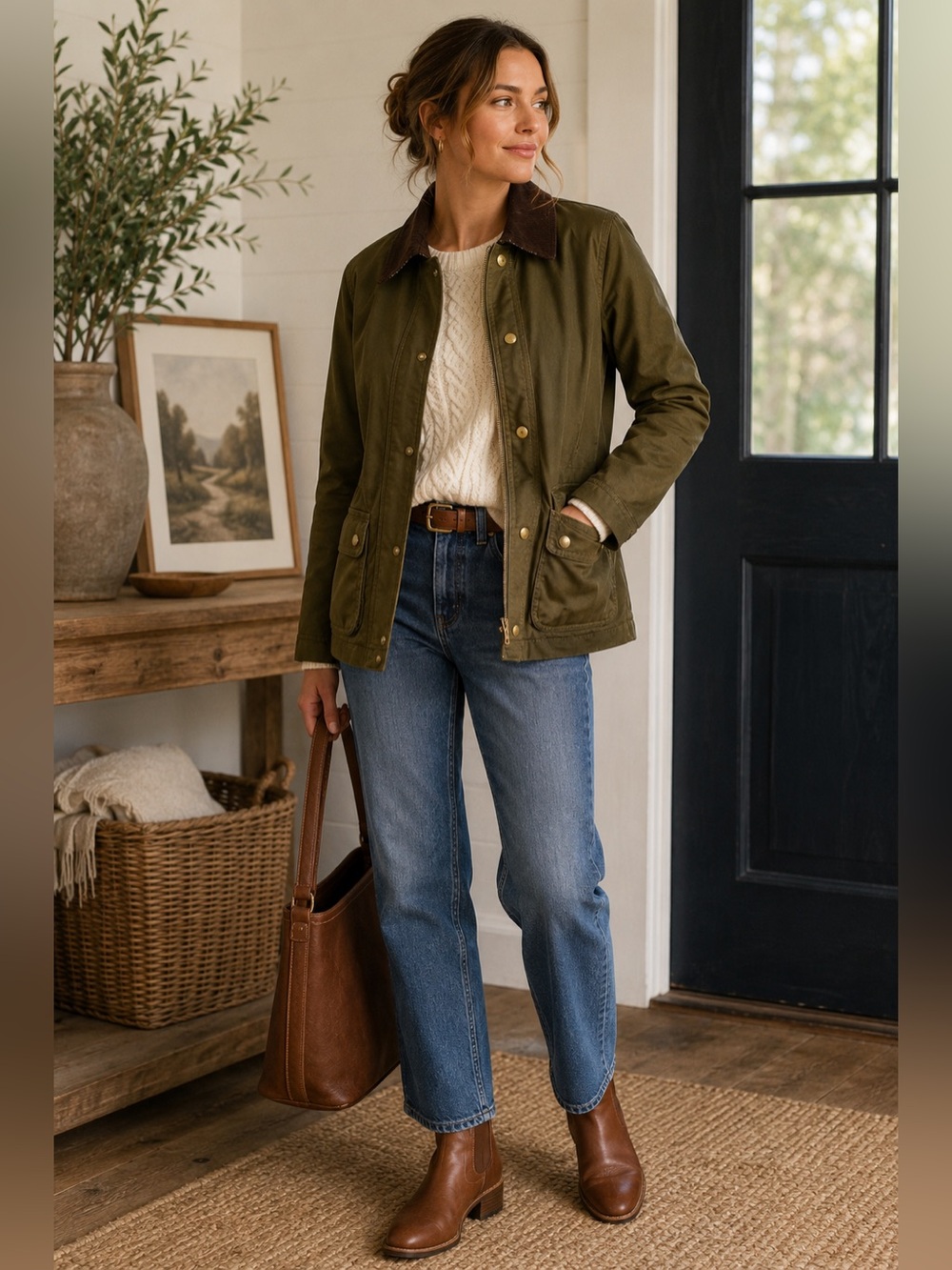 J.Crew Downtown Field Jacket Olive Corduroy Collar Utility Coat Small